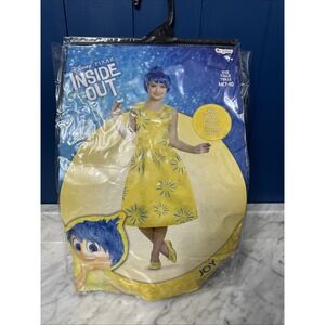 NEW DISNEY PIXAR INSIDE OUT JOY DRESS & WIG DELUXE COSTUME SIZE MEDIUM 7/8 CHILD